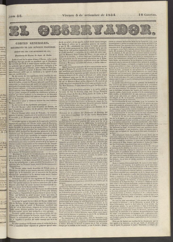 Miniatura de El Observador del 5 de septiembre de 1834