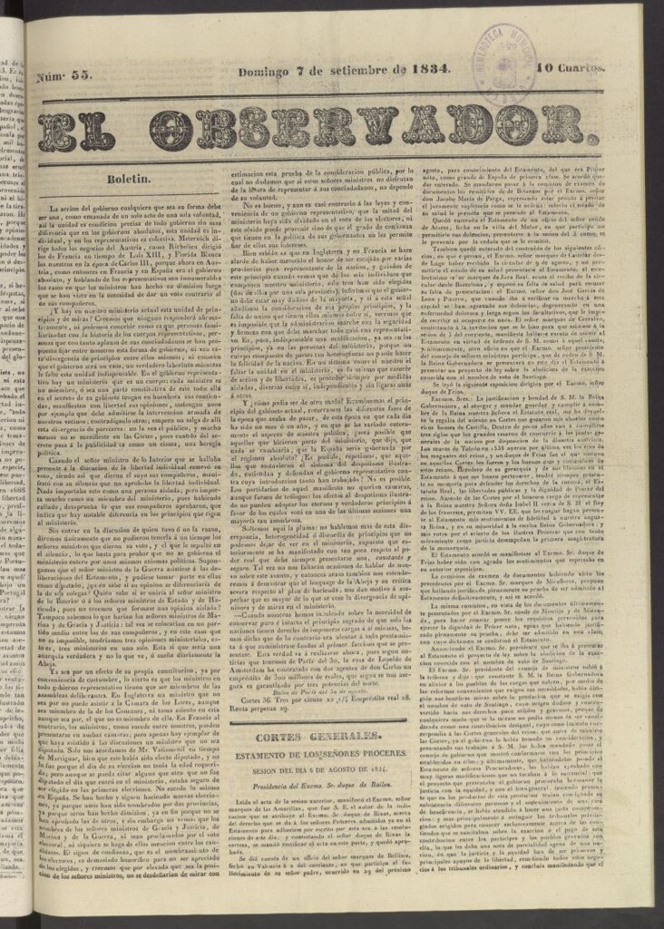 Miniatura de El Observador del 7 de septiembre de 1834
