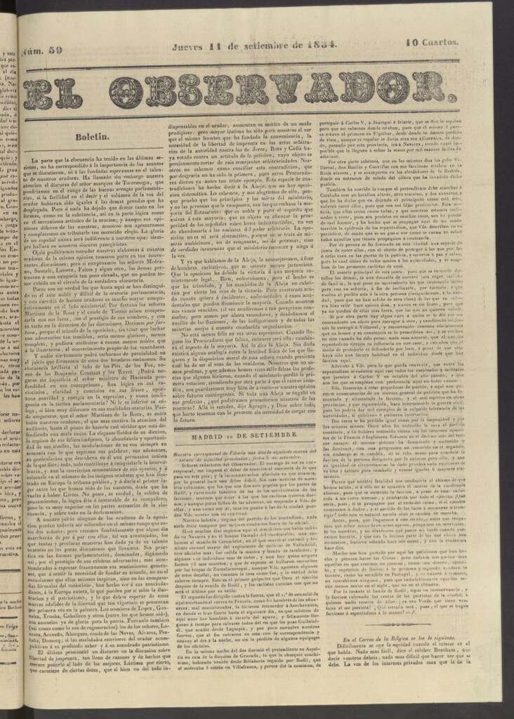 Miniatura de El Observador del 11 de septiembre de 1834