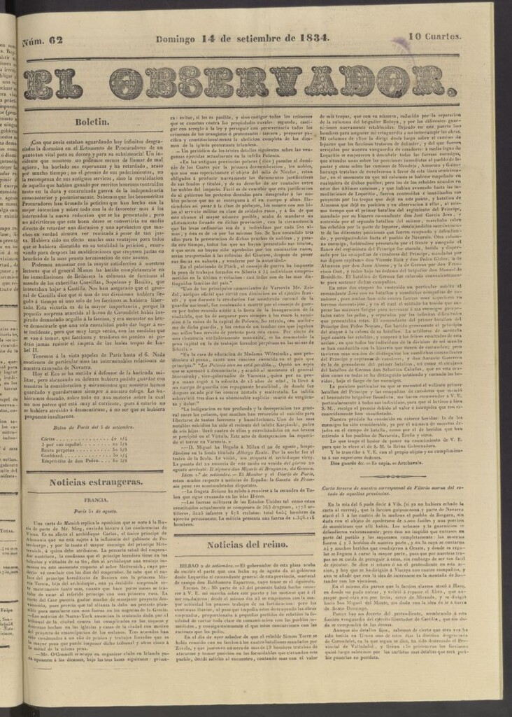 Miniatura de El Observador del 14 de septiembre de 1834