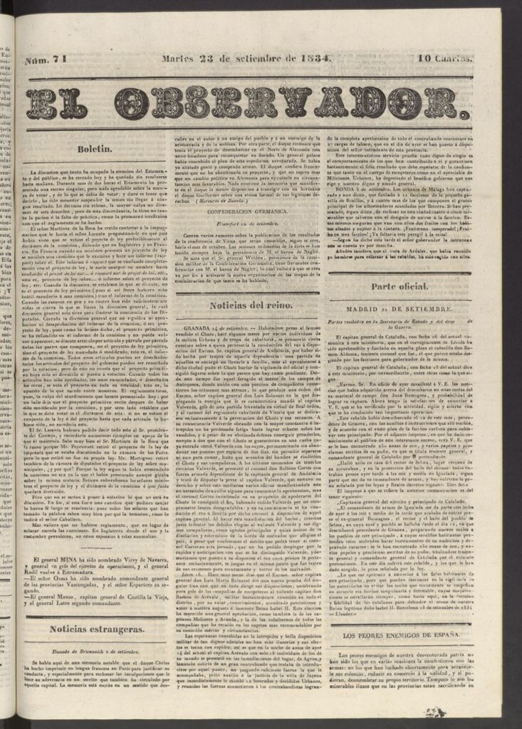 Miniatura de El Observador del 23 de septiembre de 1834