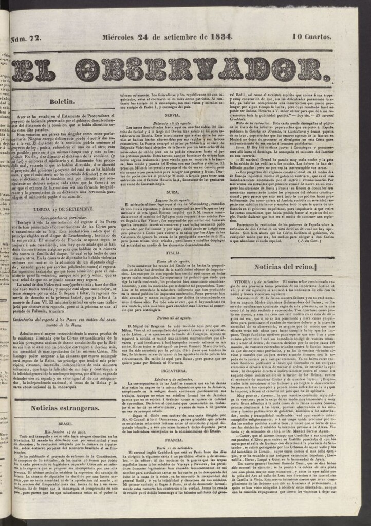 Miniatura de El Observador del 24 de septiembre de 1834