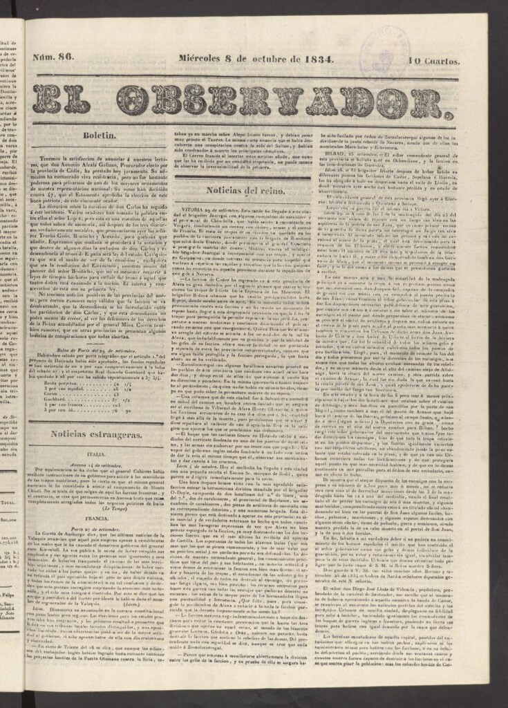 Miniatura de El Observador del 8 de octubre de 1834