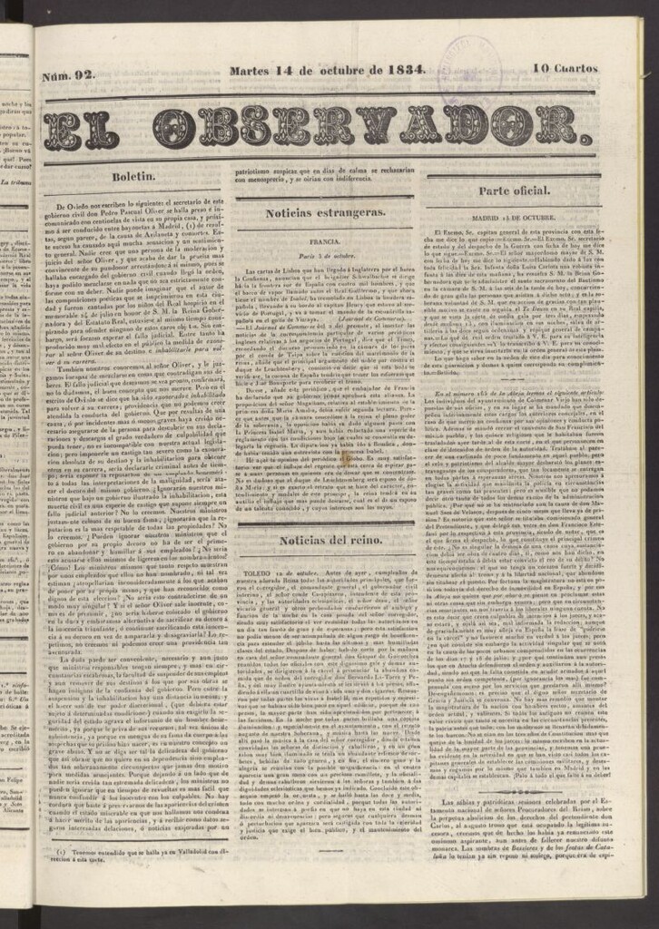Miniatura de El Observador del 14 de octubre de 1834