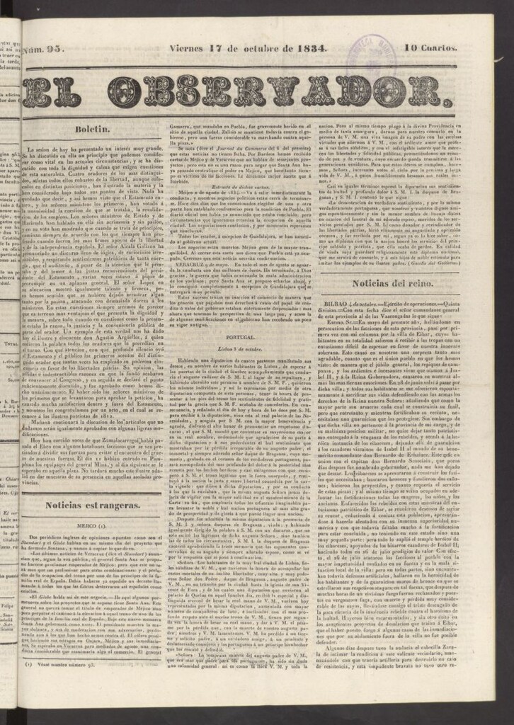 Miniatura de El Observador del 17 de octubre de 1834