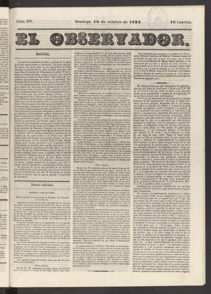 Miniatura de El Observador del 19 de octubre de 1834