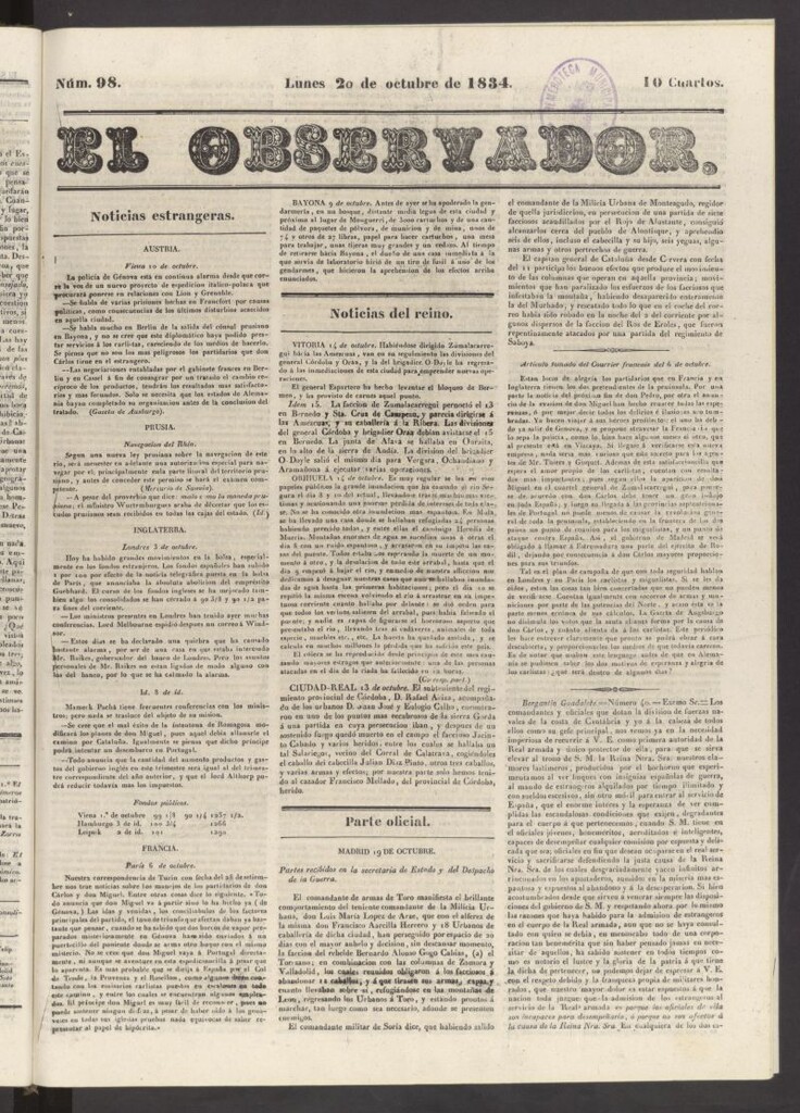 Miniatura de El Observador del 20 de octubre de 1834