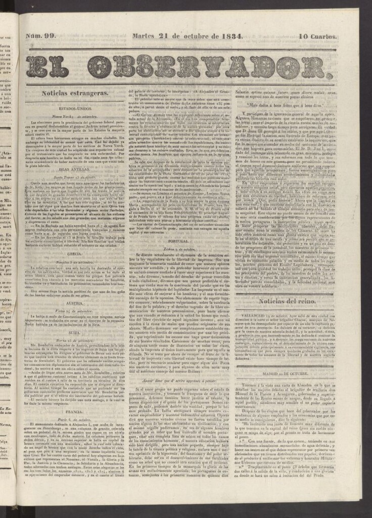 Miniatura de El Observador del 21 de octubre de 1834