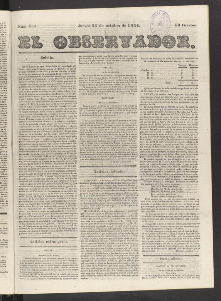 Miniatura de El Observador del 23 de octubre de 1834