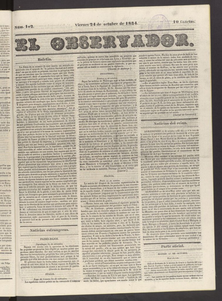 Miniatura de El Observador del 24 de octubre de 1834
