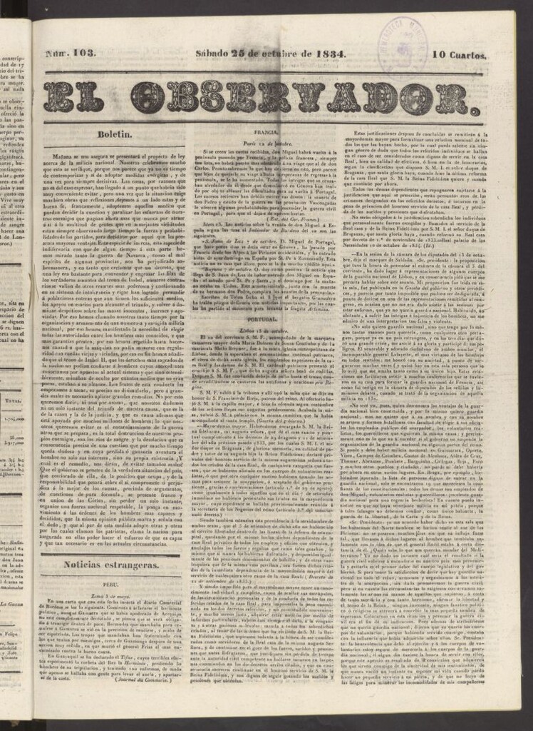 Miniatura de El Observador del 25 de octubre de 1834