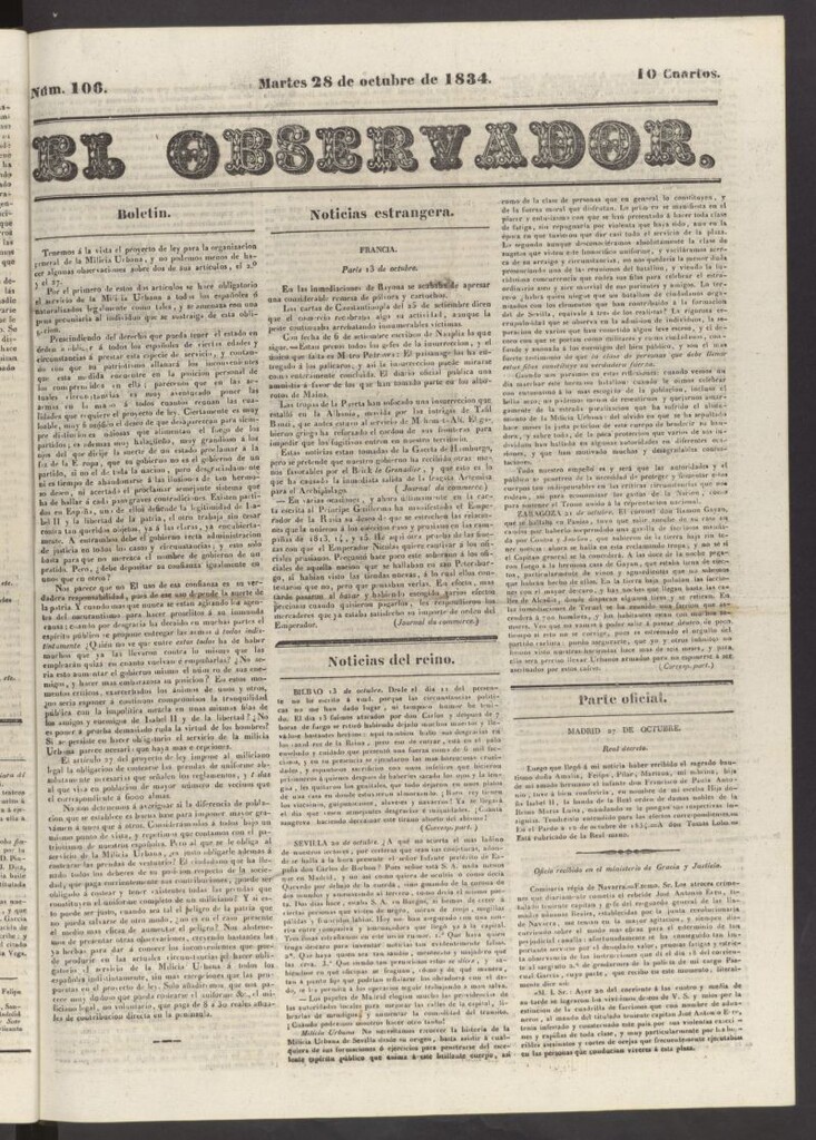 Miniatura de El Observador del 28 de octubre de 1834