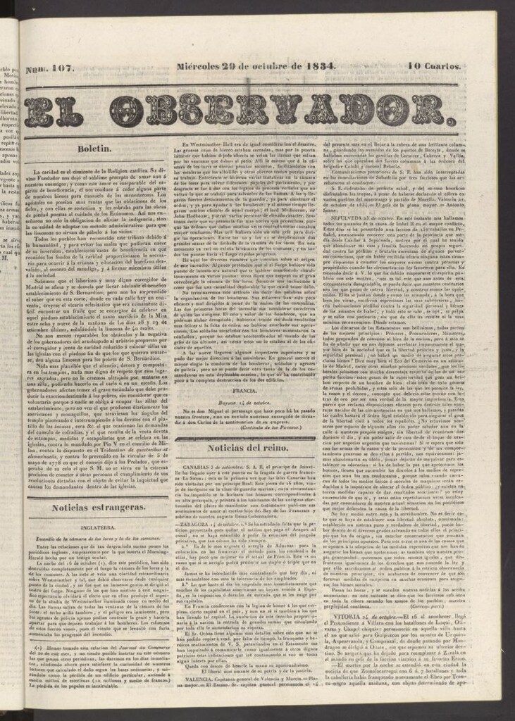 Miniatura de El Observador del 29 de octubre de 1834