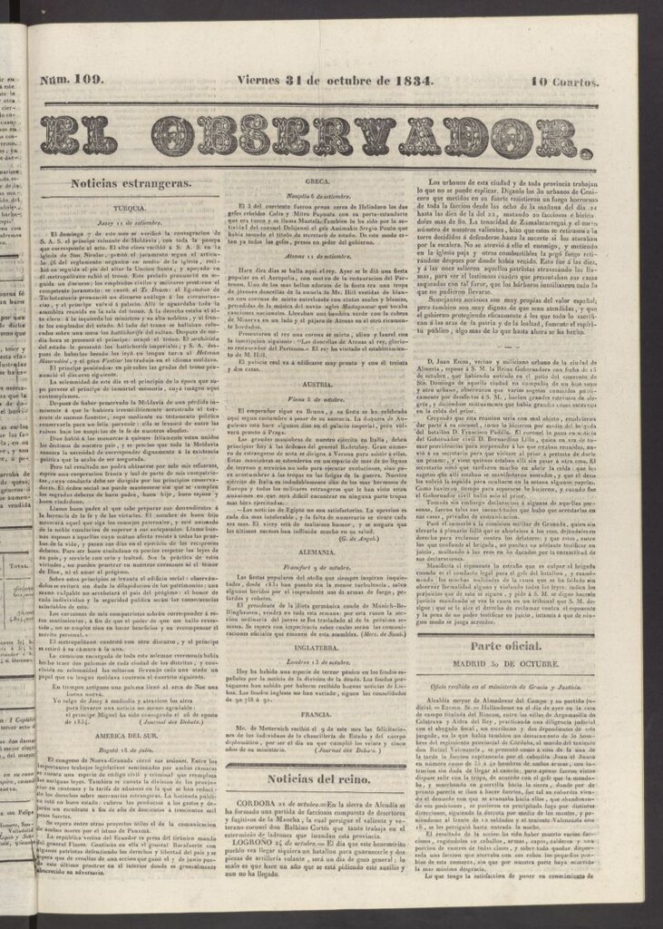 Miniatura de El Observador del 31 de octubre de 1834