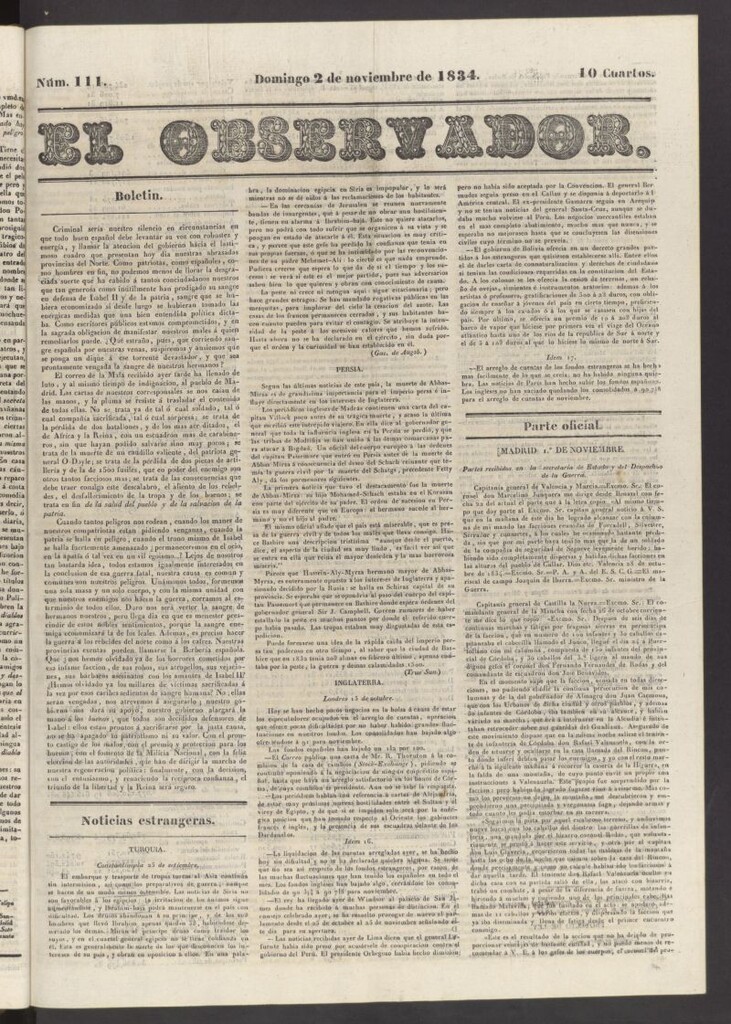 Miniatura de El Observador del 2 de noviembre de 1834
