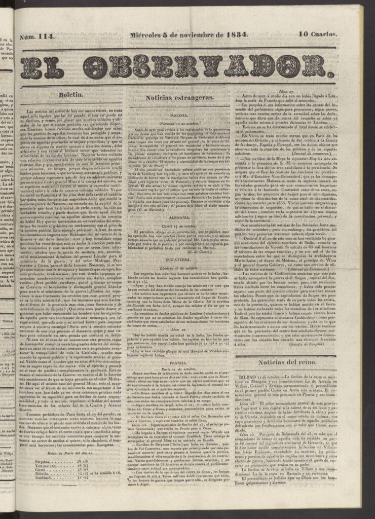 Miniatura de El Observador del 5 de noviembre de 1834