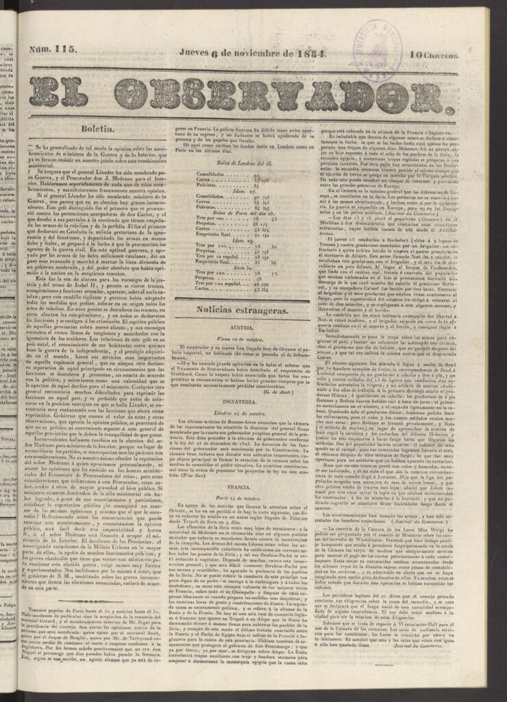 Miniatura de El Observador del 6 de noviembre de 1834