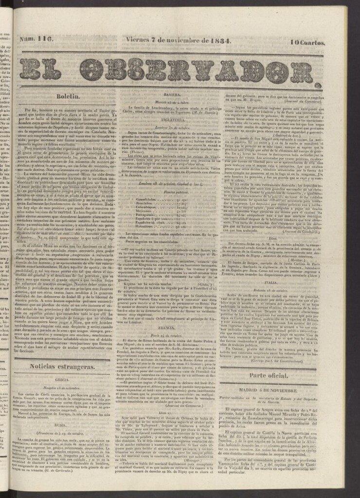 Miniatura de El Observador del 7 de noviembre de 1834