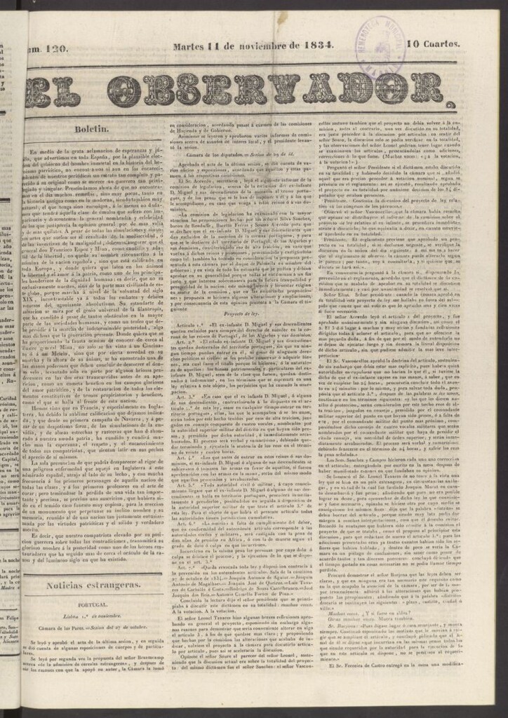 Miniatura de El Observador del 11 de noviembre de 1834