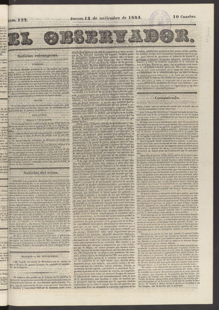Miniatura de El Observador del 13 de noviembre de 1834