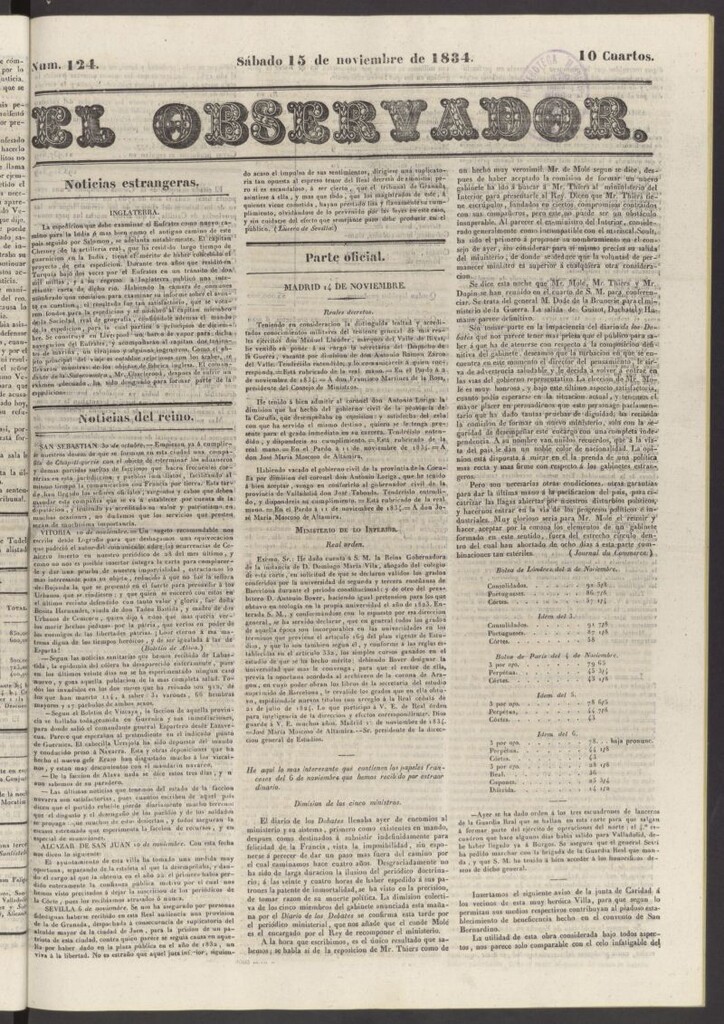 Miniatura de El Observador del 15 de noviembre de 1834