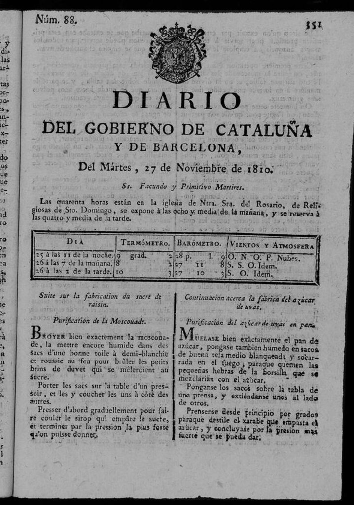 Miniatura de Diario de Barcelona del martes 27 de noviembre de 1810