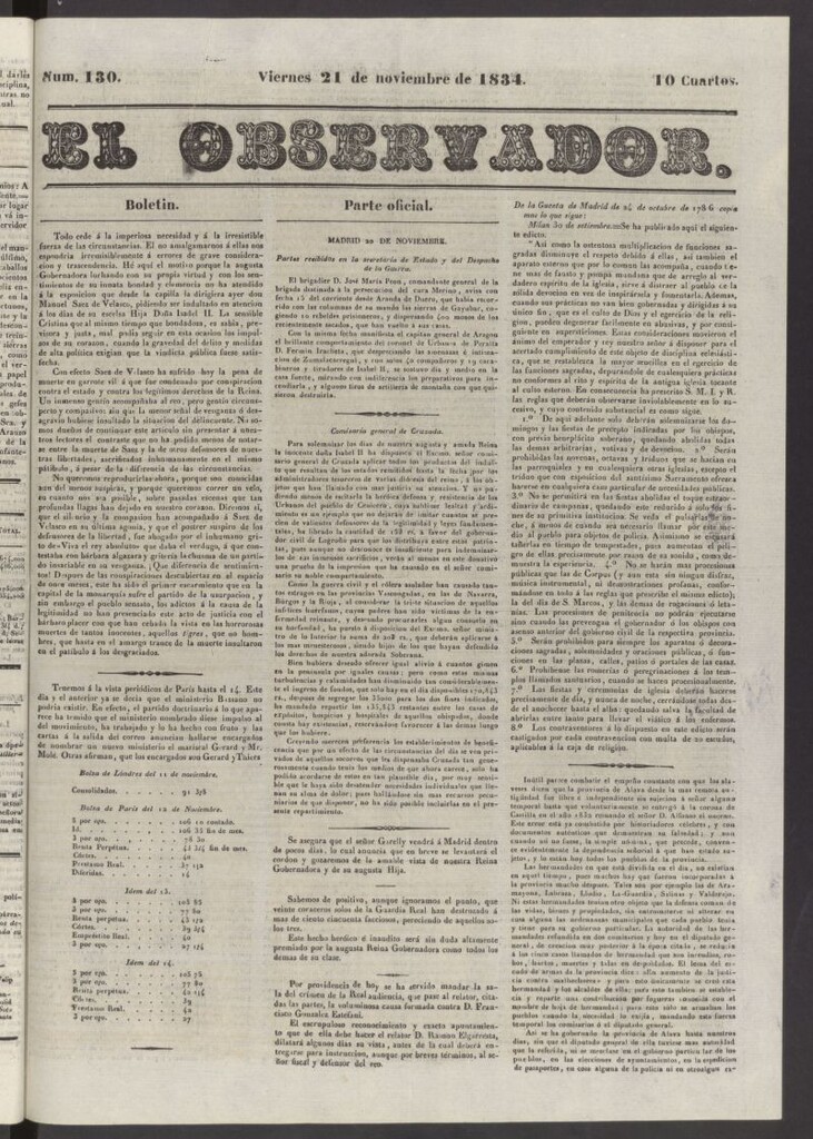 Miniatura de El Observador del 21 de noviembre de 1834