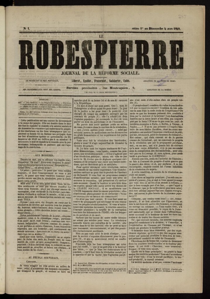 Miniatura de Le Robespierre: journal de la réforme sociale
