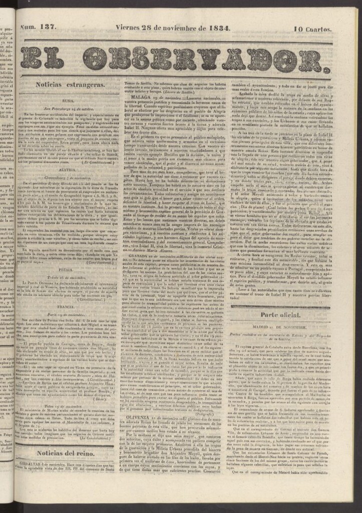 Miniatura de El Observador del 28 de noviembre de 1834