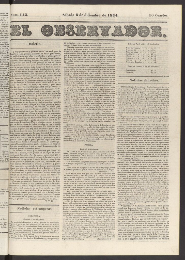 Miniatura de El Observador del 6 de diciembre de 1834