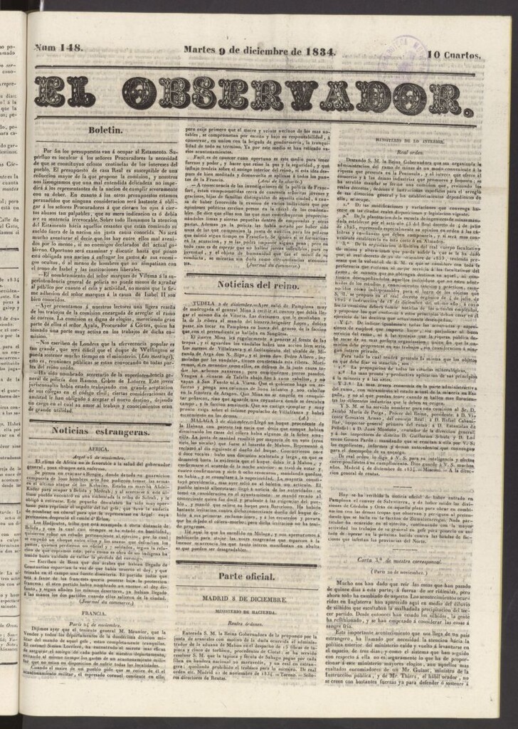 Miniatura de El Observador del 9 de diciembre de 1834