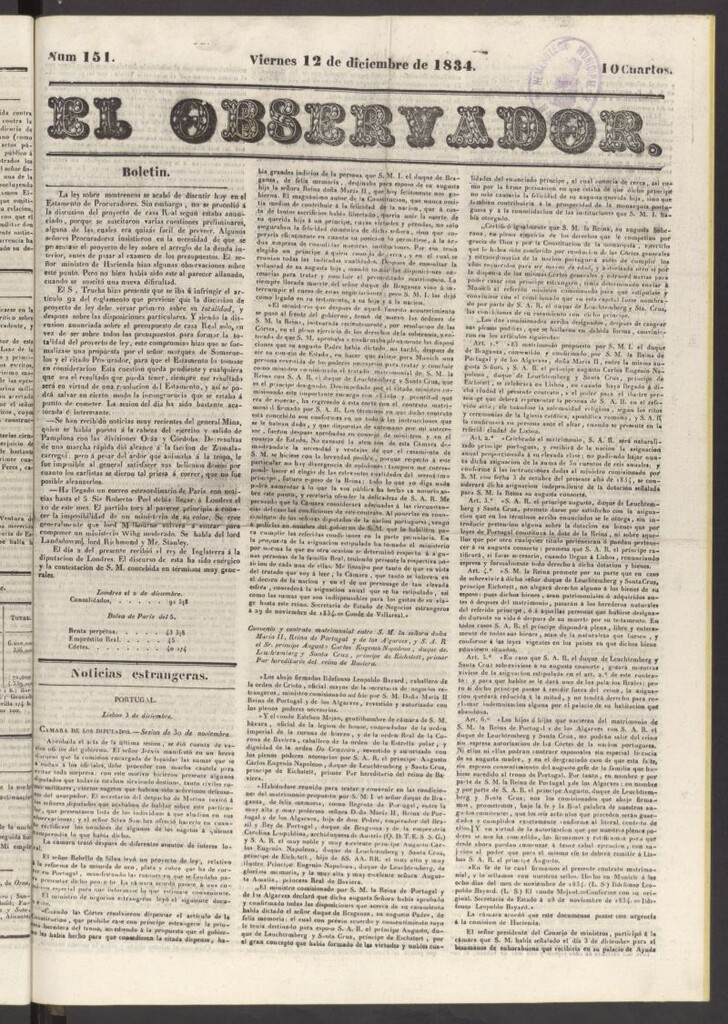 Miniatura de El Observador del 12 de diciembre de 1834