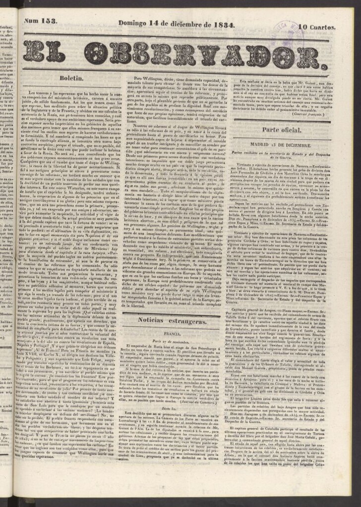 Miniatura de El Observador del 14 de diciembre de 1834