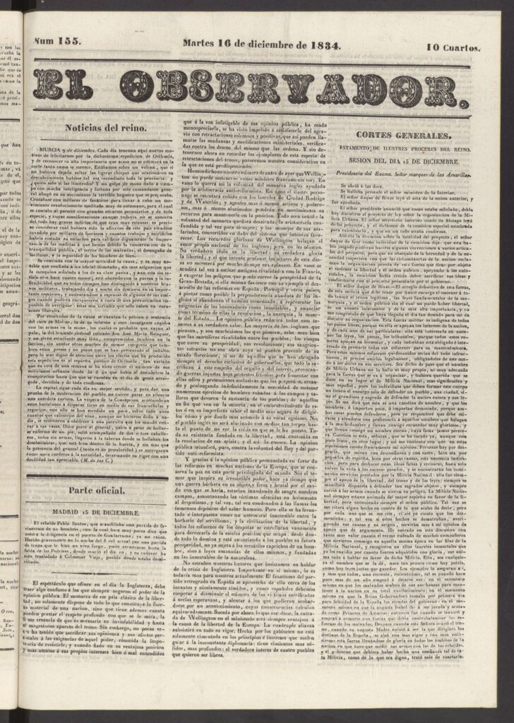 Miniatura de El Observador del 16 de diciembre de 1834