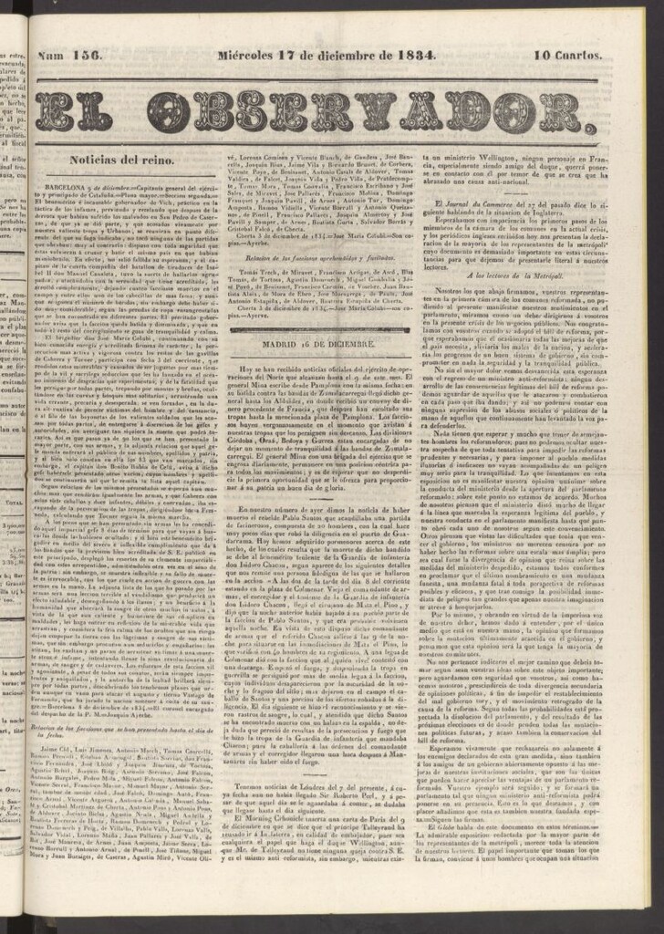 Miniatura de El Observador del 17 de diciembre de 1834