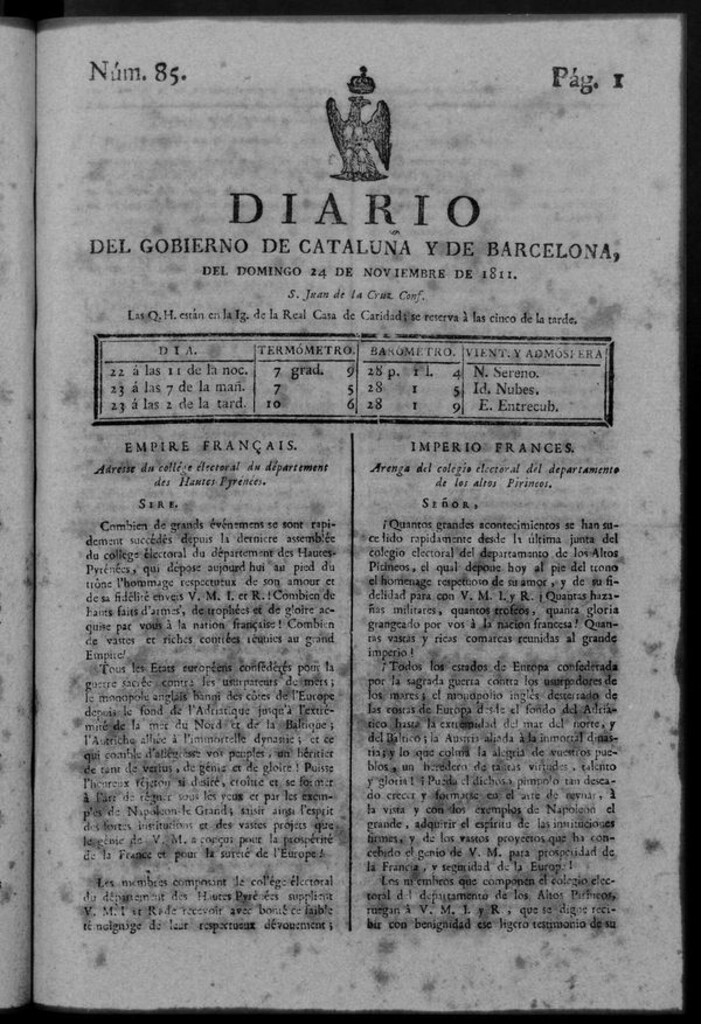 Miniatura de Diario de Barcelona del domingo 24 noviembre de 1811