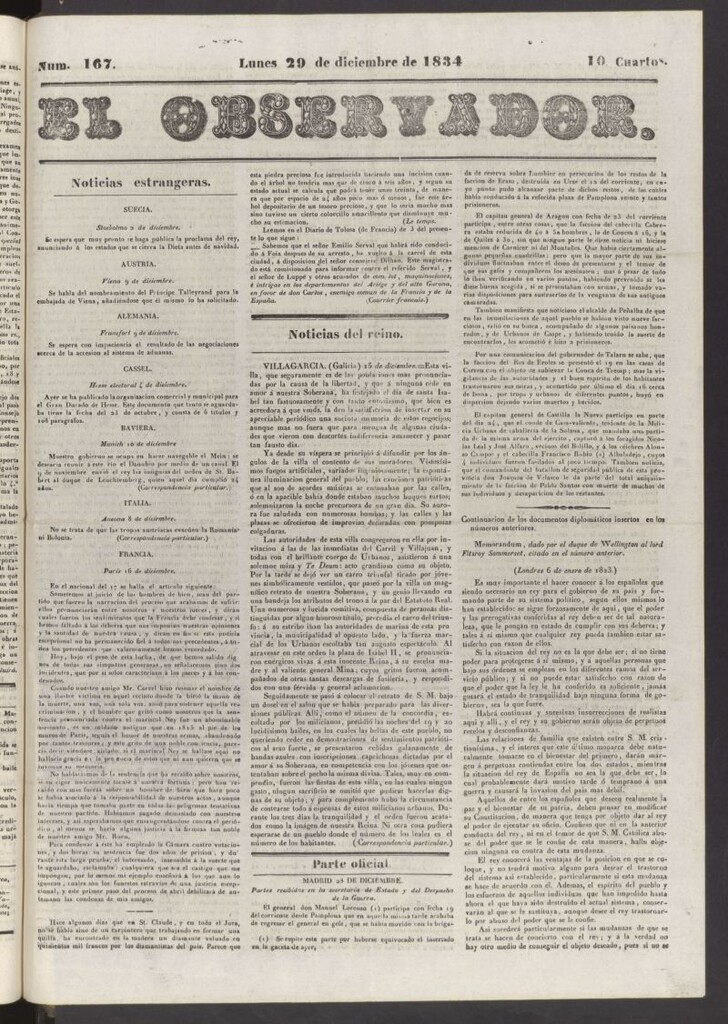 Miniatura de El Observador del 29 de diciembre de 1834