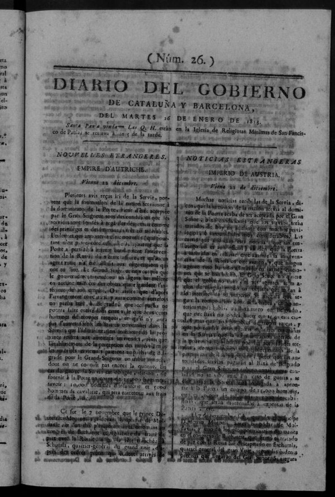 Miniatura de Diario de Barcelona del martes 26 de enero de 1813