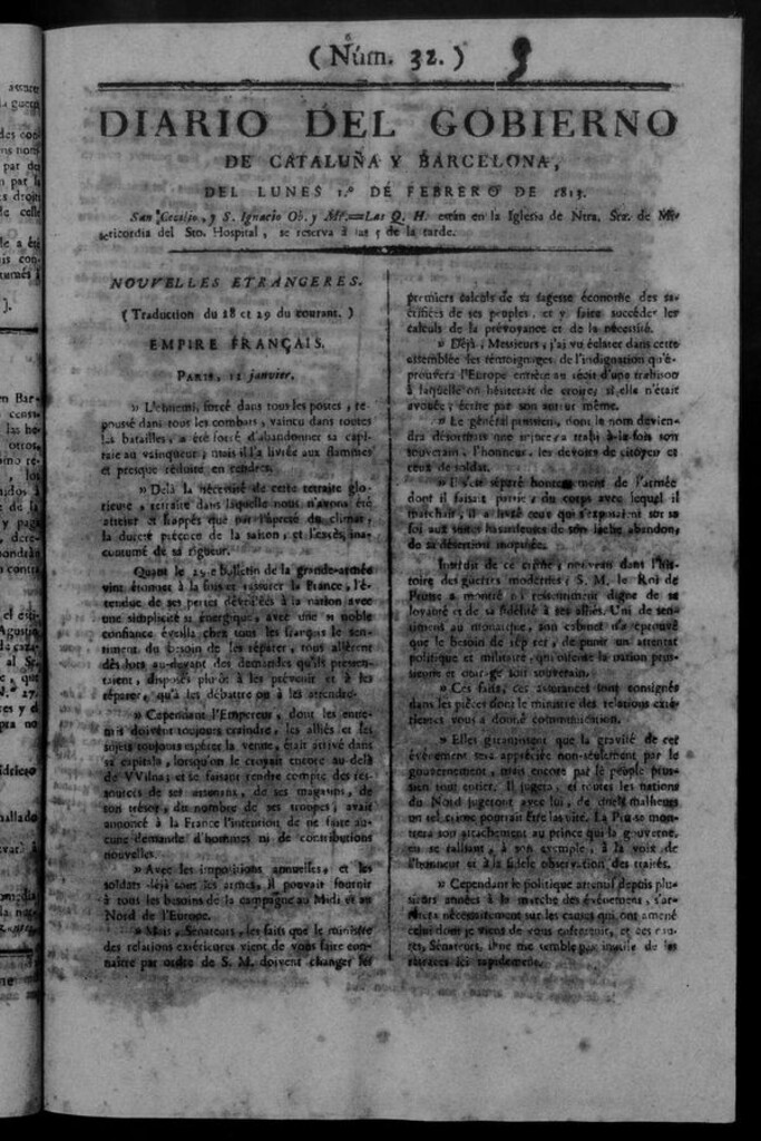 Miniatura de Diario de Barcelona del lunes 1 de febrero de 1813