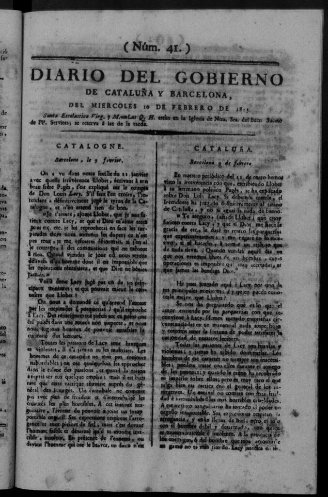Miniatura de Diario de Barcelona del miércoles 10 de febrero de 1813