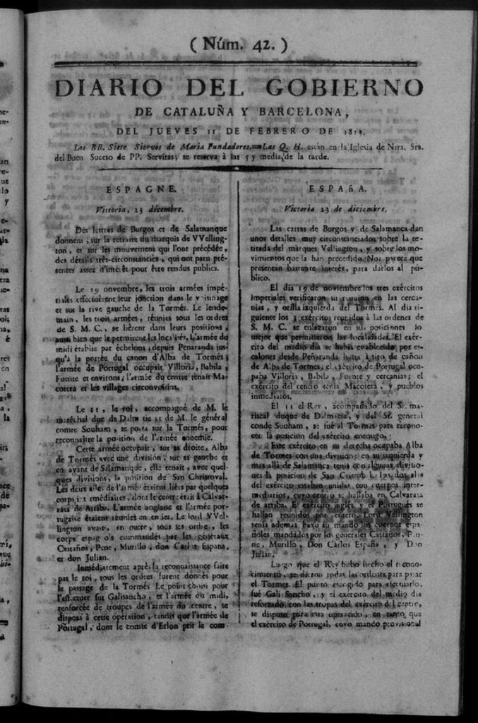 Miniatura de Diario de Barcelona del jueves 11 de febrero de 1813