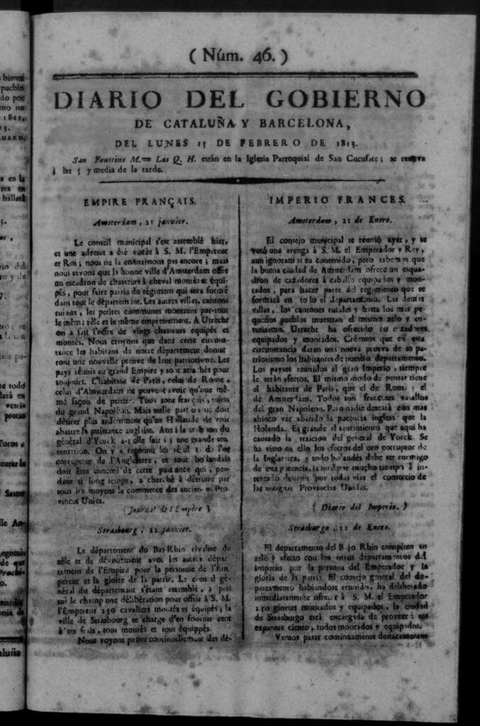 Miniatura de Diario de Barcelona del lunes 15 de febrero de 1813