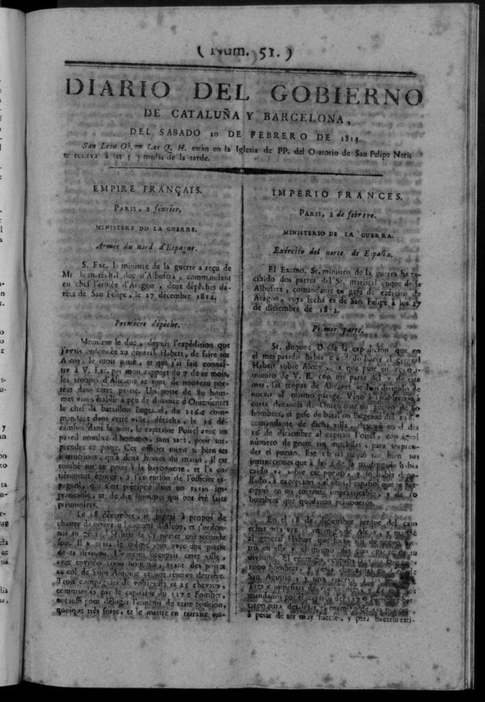 Miniatura de Diario de Barcelona del sábado 20 de febrero de 1813