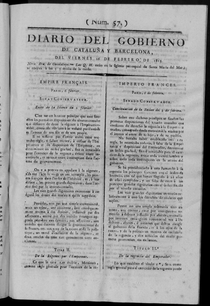 Miniatura de Diario de Barcelona del viernes 26 de febrero de 1813