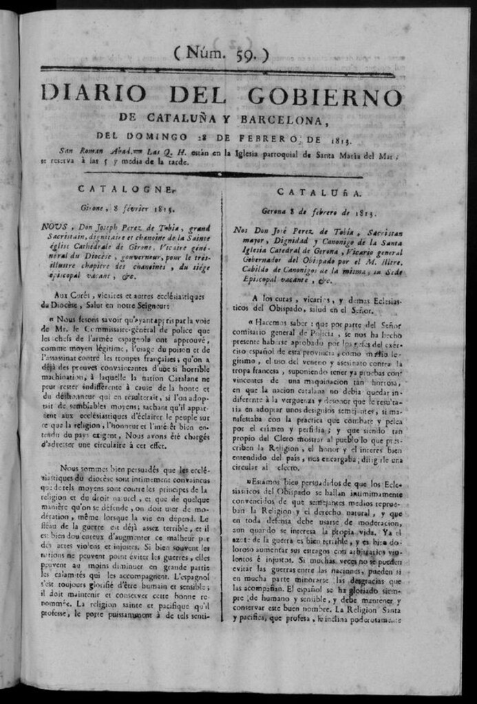 Miniatura de Diario de Barcelona del domingo 28 de febrero de 1813