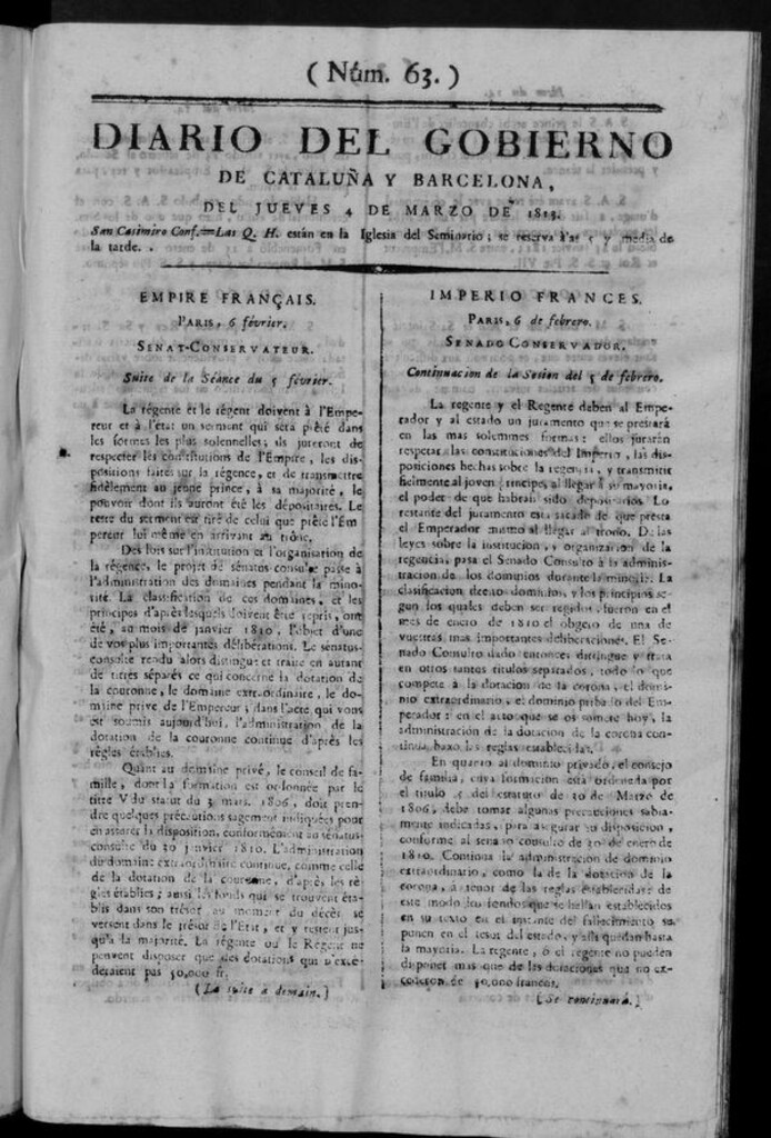 Miniatura de Diario de Barcelona del jueves 4 de marzo de 1813