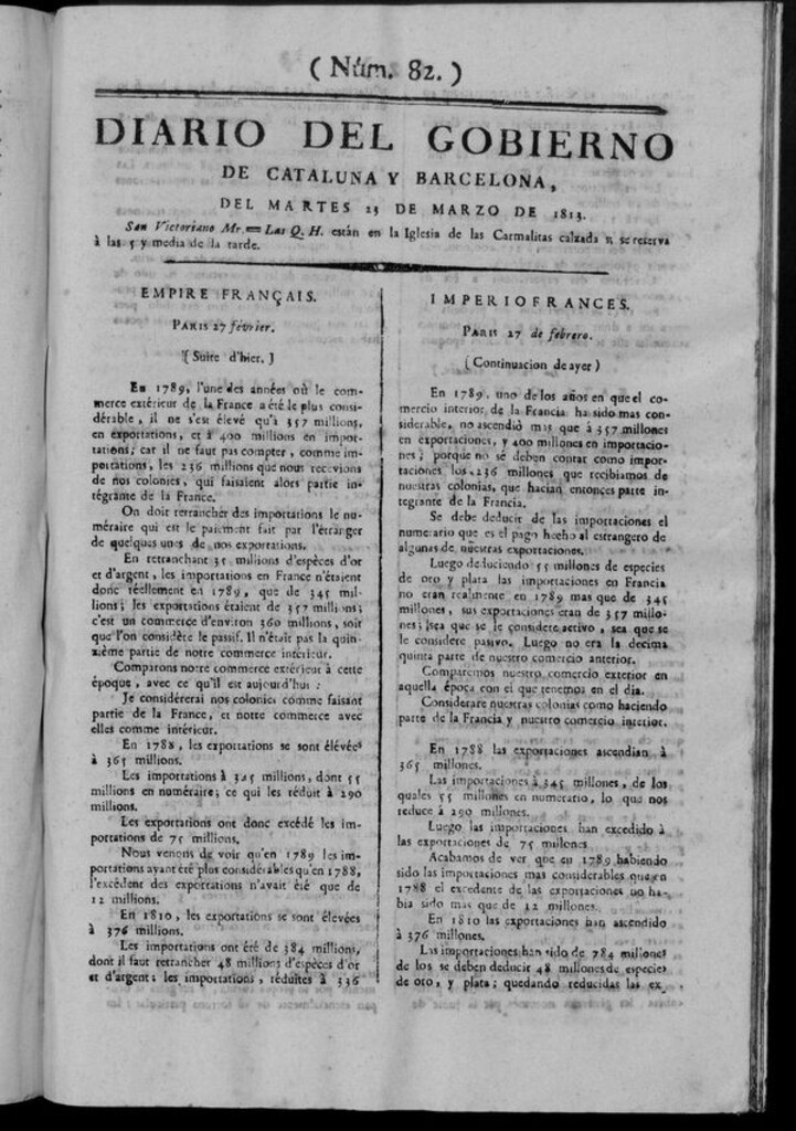 Miniatura de Diario de Barcelona del martes 23 de marzo de 1813