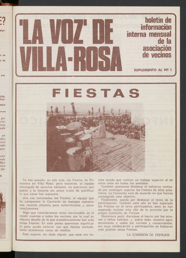 Miniatura de La Voz de Villa-Rosa: boletín informativo mensual de la asociación de vecinos, suplemento al nº 1 de 1980