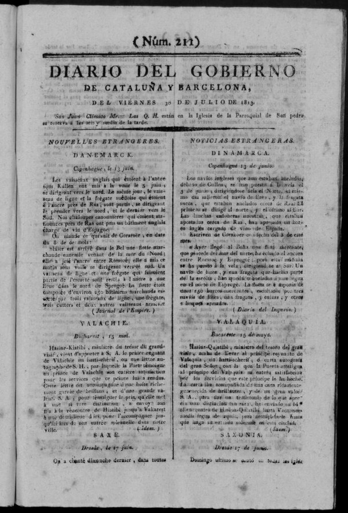 Miniatura de Diario de Barcelona del viernes 30 de julio de 1813