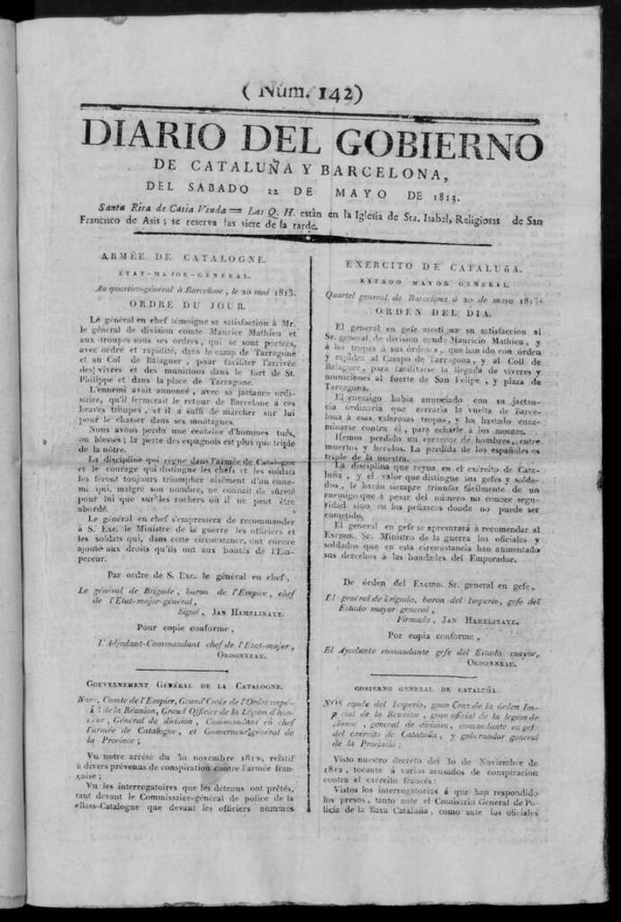 Miniatura de Diario de Barcelona del sábado 22 de mayo de 1813
